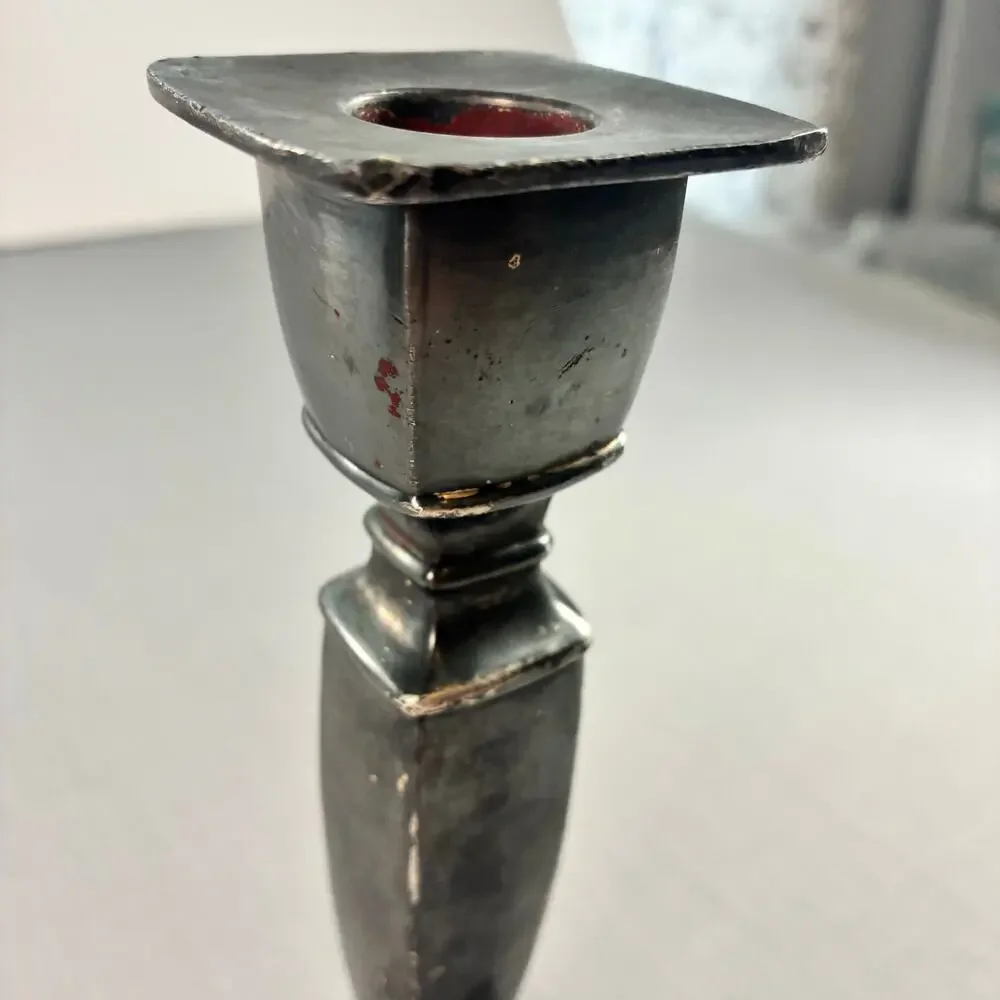 Vintage Silverplate Candlestick Square Base Single Taper Candle Holder